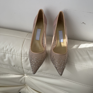 Elegant Distinc High-cut Vamp Pump Pointed Toe Mesh Embellished with <strong>Sparkling</strong> Hotfix Crystals Stiletto <strong>Heel</strong> Perfect Bridal Pair - Product Image 3