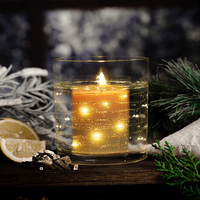 Neue Festliche Luxus-Duftkerzen im Glas mit LED, Gel-Wachs, Soja, Umweltfreundlich, Weihnachtsdekoration, Rauchfrei, Schöne Kerze