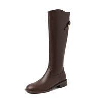 Bottes d'équitation d'hiver montantes à bout rond avec fermeture éclair et boucle