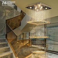 Lustre d'escalier moderne de luxe en cristal nordique avec installation professionnelle, haute luminosité et installation facile