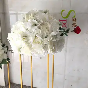 Bola de flor artificial de seda, arranjo personalizado de peônias de seda para decoração de casamento, bola de flores de mesa de backdrop