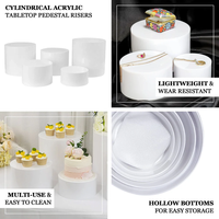 Ensemble de 5 supports à gâteaux modernes en acrylique, 8,5 pouces, 9 pouces, 10 pouces, 11 pouces, 12 pouces, cylindre rond blanc, pré-assemblé