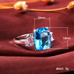Bague de mariée en zircon bleu aqua pour femme, bijou de doigt élégant et étincelant pour mariage - Product Image 5
