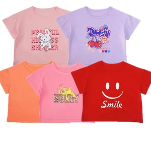 T-shirt per bambini estate classe A 100% cotone ragazzo neonata girocollo manica corta indumenti stampati originali stock t-shirt per bambini