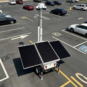 Tour de vidéosurveillance solaire en acier Q235, mât télescopique de 8 m, PTZ 2*4MP, étanche IP67, surveillance en temps réel, enregistrement vidéo, résistant au vent 117 km/h - Product Image 1