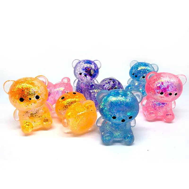 Mini TPR Maltose Glitter Niedlicher Stress Bären förmige Dekompression Squeeze Fidget Toy Squishies Spielzeug für Kinder