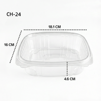 Conteneur alimentaire en plastique transparent à charnière de 24 oz, boîte à salade de grande taille de qualité alimentaire, emballage pour herbes et légumes