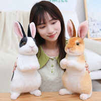 Peluche de lapin réaliste, jouet en peluche de lapin de type naturel, figurine de lièvre douce et fourrée, décoration de Pâques pour la maison, cadeau d'anniversaire pour enfants
