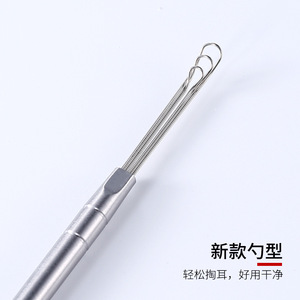 New stainless steel double-headed ear pick massage ear pick ear cleaning tool set spring ear pick - Product Image 2
