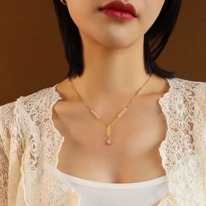 Csja — collier avec pendentif étoile tendance, plaqué or, 18K, en acier inoxydable, étoile irrégulière, pour femmes, tendance, nouveauté, été - Product Image 6