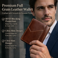 Dompet Kulit Asli Anti Maling RFID Tipis Lipat Dua Hassion untuk Wanita dengan 10 Slot Kartu, Dompet Pria Kulit Full Grain