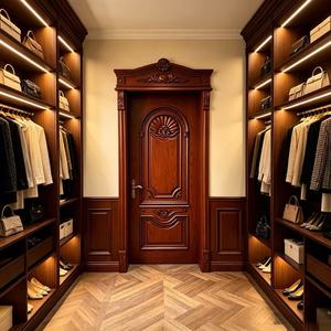 Puertas de Madera Compuesta Lacada <span class=keywords><strong>Caoba</strong></span> con Tallado Europeo para Dormitorio, Hotel, Apartamento, Villa, Impermeable - Product Image 4