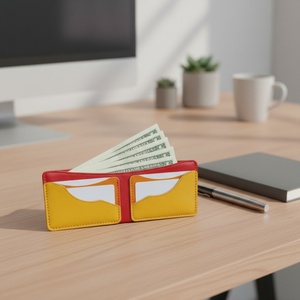 For Genuine Leather Vintage Short RFID Customized Stone Pattern Anti Theft Business ID <b>Wallet</b> Unisex Credit Card <b>Holder</b> - Product Image 4