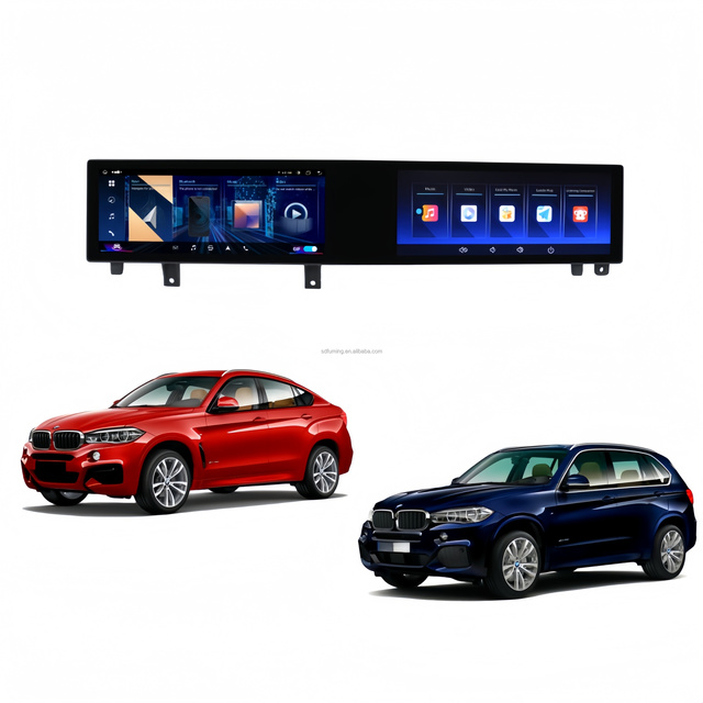 24.6" Qualcomm 668s Android 13 QLED Autoradio CarPlay GPS Reversing Aid Multimedia Video Player 2014-2019 BMWX5 X6 Curved