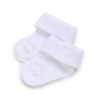 Chaussettes de baptême en coton blanc à lacets croisés pour nouveau-nés, vente en gros, 0-12 mois