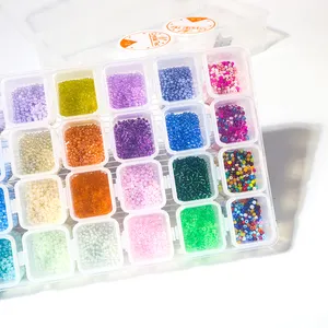 盒子套装2/3/4毫米彩色玻璃种子珠微小间隔玻璃珠用于珠宝制作DIY手工配件珠套件