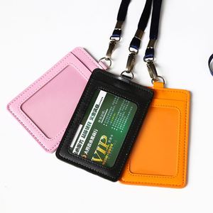 บัตรพนักงานโรงเรียนแบบกำหนดเองขายส่ง บัตรพนักงานสีลูกกวาดทำจากหนัง PU พร้อมสายคล้องคอ - Product Image 3