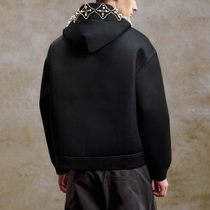 Sudadera con capucha KingSen de malla de perlas y pedrería de alto gramaje con cremallera, bordado personalizado, hombros caídos, estilo casual holgado, chaqueta Y2K - Product Image 5