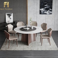 Table à manger ronde moderne nordique dessus en marbre pied en acier inoxydable ensemble de Table à manger pour la maison hôtel Restaurant salon