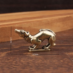 Figurine de chien en laiton contemplant la lune, sculpture animale de style chinois, ornement de table, décoration de la maison - Product Image 4