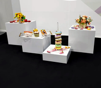 YN Blanc Buffet Acrylique Riser Cube Présentoir Ensemble de 8 Carré Alimentaire Dessert Présentoir À Vendre