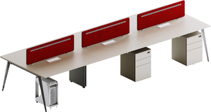 โต๊ะทำงานแบบเปิดโล่ง โมเดิร์น ปรับเปลี่ยนรูปแบบได้ 6 ที่นั่ง เฟอร์นิเจอร์สำนักงานไม้พร้อมโครงเหล็ก - Product Image 3