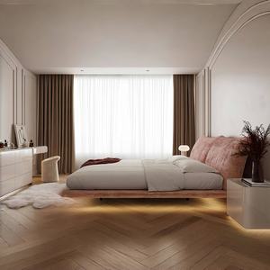 Rising 2024 nouveau <span class=keywords><strong>lit</strong></span> suspendu en cuir véritable italien minimaliste moderne lumière luxe pétale maître <span class=keywords><strong>lit</strong></span> double rembourré - Product Image 4