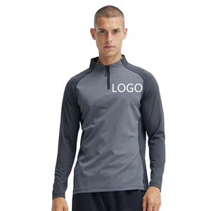 AL16821 T-shirt de sport à manches longues pour hommes, combinaison d'entraînement à séchage rapide, respirante, semi-zippée, personnalisée, pour la course à pied d'automne - Product Image 1