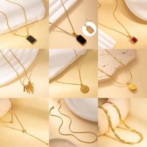 18K vàng mạ titan thép vòng cổ màu ngọc lam Mặt dây chuyền không thấm nước xỉn miễn phí chuỗi xương đòn cho phụ nữ Bạc vòng cổ - Product Image 2