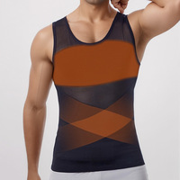 Vêtement de compression pour homme, taille plus, body shaper, vêtement moulant, contrôle du ventre, bande de compression pectorale, modèle de sport et de fitness 5cy102