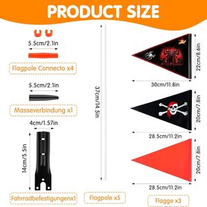 Logotipo personalizado rojo amarillo impermeable bicicleta seguridad Triangular bicicleta bandera con fibra de vidrio poste montaje banderas promocionales Banners - Product Image 4