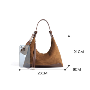Sac à main bandoulière vintage en cuir véritable haut de gamme, design élégant et simple, fermeture éclair, polyvalent, avec une seule bandoulière - Product Image 5