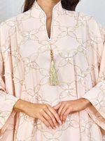 Robe Abaya Musulmane de Luxe Élégante 2026 Dubaï, Broderie Florale Multicolore en Polyester, Col en V, Manches Chauve-Souris, Longueur Ras du Sol