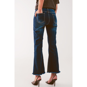 Jeans cropped a zampa d'elefante in lavaggio medio - Product Image 3