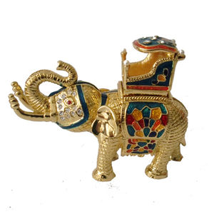 กล่องใส่เครื่องประดับรูปช้างโลหะเคลือบคริสตัลสีขาว - Product Image 6