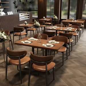 Ensemble de 4 chaises de <span class=keywords><strong>restaurant</strong></span> en bois avec dossier en rotin et assise rembourrée pour café bistro - Product Image 2