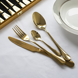 Vaisselle en acier inoxydable 1010, ensemble de vaisselle en acier inoxydable doré, boîte en bois dorée, coffret cadeau disponible pour la personnalisation - Product Image 2