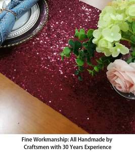 Nappe de Banquet de mariage de Noël-Décor de drapeau de Table ronde nordique rouge doré pailleté pour la maison de fête de vacances - Product Image 2