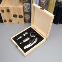 Cadeaux de promotion Ensemble d'ouvre-bouteille de vin avec boîte de rangement en bois Tire-bouchon Ouvre-bouteille de vin Ensemble d'outils