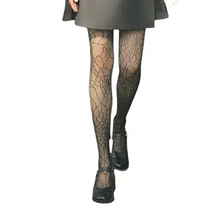 공장 도매 할로윈 어두운 바람 실크 스타킹 거미 웹 검은 낚시 그물 섹시한 스타킹 여성 팬티 스타킹