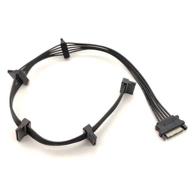 18 AWG 15pin Sata Power Supply Splitter Cable Hard Drive 1 Male to 5 Female Extension Power Cord