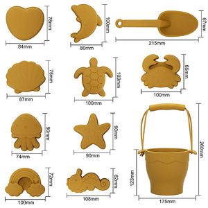 Sáng Tạo Tùy Chỉnh Mùa Hè Ngoài Trời BPA Miễn Phí Trẻ Em Bãi Biển Đồ Chơi Silicone Công Cụ Thiết Lập Trẻ Em Bé Bãi Biển Và Cát Đồ Chơi Xô Đặt - Product Image 3