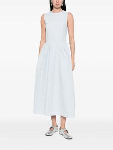 Leduo Customized Women Sleeveless Round Neck Textured Below <b>Knee</b> Length Dress Flared Fit Elegant Casual Wear - Product Image 2