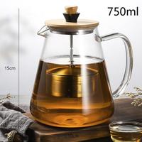 Théière en verre transparent moderne et écologique, 25 oz et 33 oz, faite à la main, compatible avec les plaques de cuisson, infuseur amovible, résistante à la chaleur, ensemble théière et bouilloire