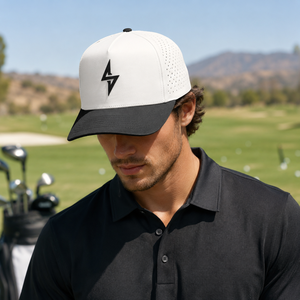 Casquette de golf à cinq panneaux avec plaque logo en silicone, personnalisable, haute qualité, faible MOQ, sangle réglable, séchage rapide, légère, durable, pour homme - Product Image 6