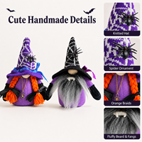 Poupée en peluche Gnome vampire sans visage pour Halloween, décoration de table Gnome sorcière, ornement chapeau araignée pour la décoration de fête à domicile