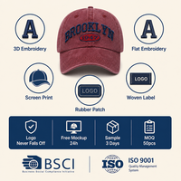 Casquette Dad Hat Vintage Délavée Non Structurée en Coton à Six Panneaux avec Broderie de Lettres Réglable 56-62cm Logo Personnalisé Vente en Gros OEM Faible MOQ