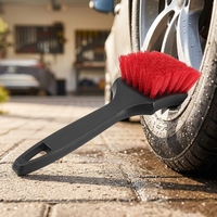 Trend ing Universal Wheel Reifen reinigungs set Rote Borste Zubehör Lang griff PP Rad Felgen reinigungs bürste Wasch handtuch Detail lierung