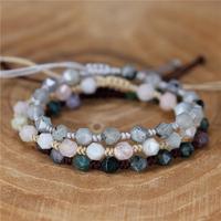 Jingyuetong-Bracelet tressé à la main en pierre naturelle, bijou enveloppant perles ajustable, style BOHO, livraison directe