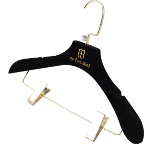 Cintre pour <span class=keywords><strong>robe</strong></span> en velours noir 2025 Offres Spéciales avec logo personnalisé et cintre floqué <span class=keywords><strong>de</strong></span> magasin <span class=keywords><strong>de</strong></span> marque <span class=keywords><strong>de</strong></span> couleur pour salon - Product Image 1